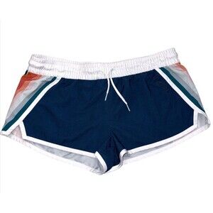 Rip Curl Board Shorts Women's Small Retro Stripe 2” Boardie Blue Surf Drawstring